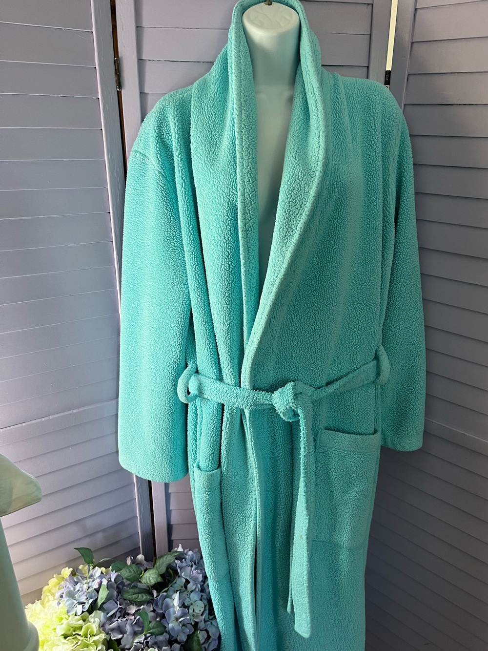 GAP full length Shawl-Collar Robe Coat - Aqua women’s size large